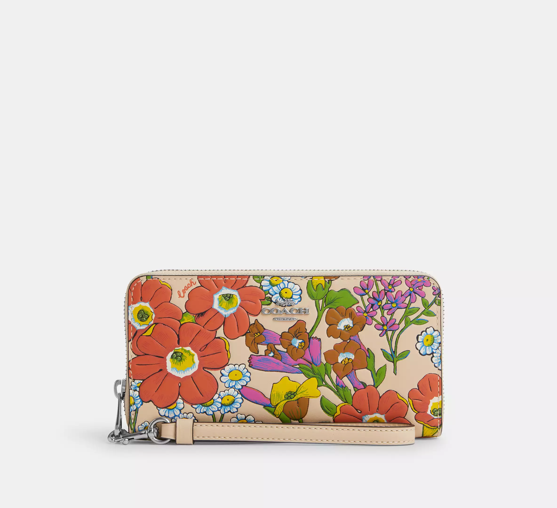 Long Zip Around Wallet With Floral Print
