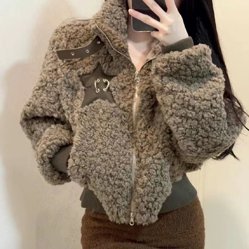 Star Patch Sherpa Fleece Jacket