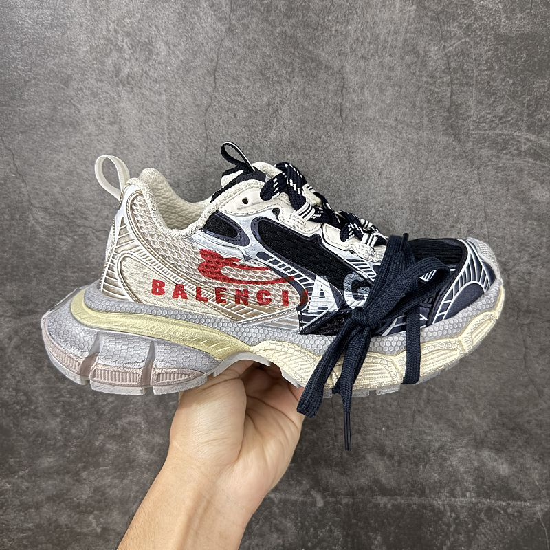 Balenciaga 3XL Panelled Beige Blue Sneakers