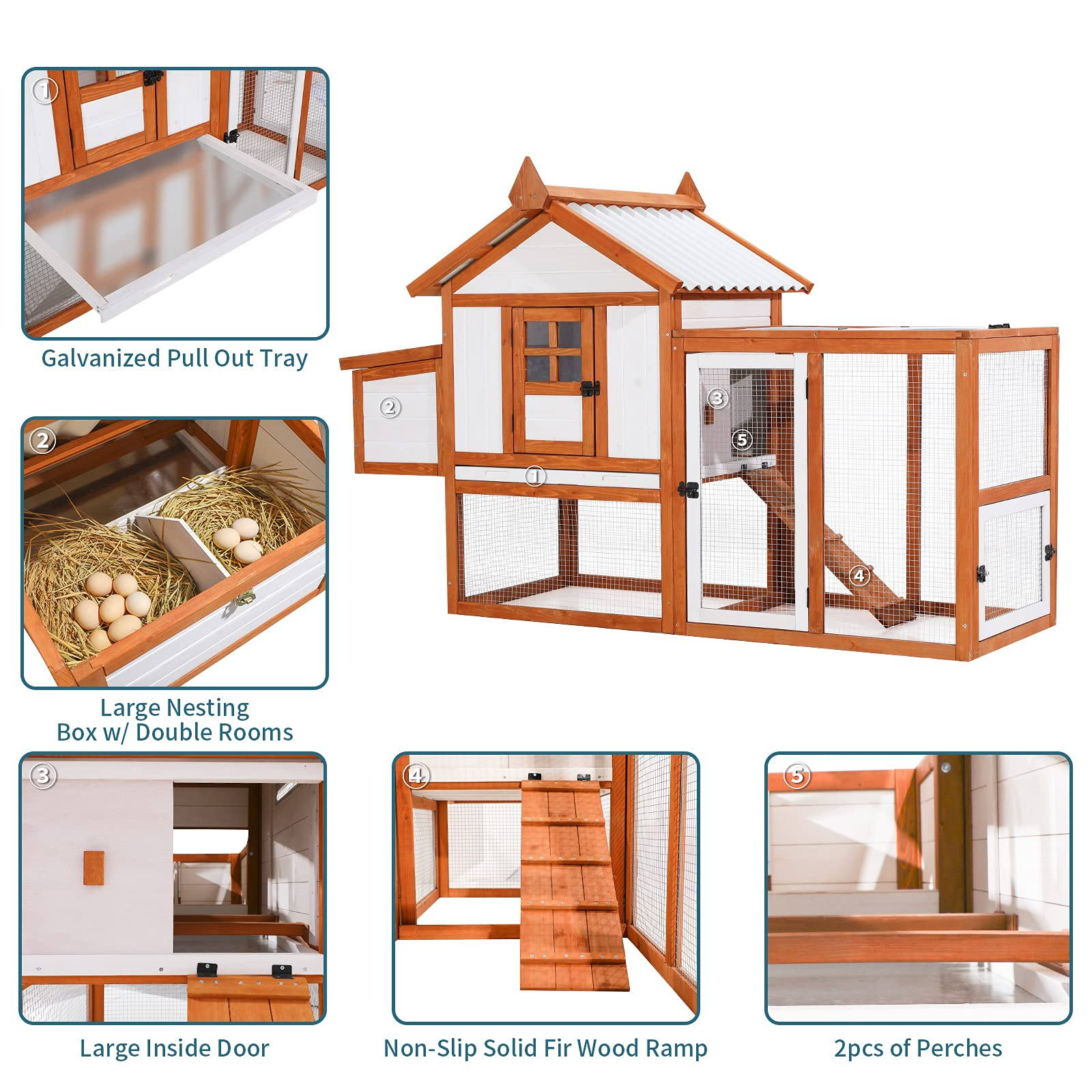 Outdoor Wooden Multi-Level Chicken Coop