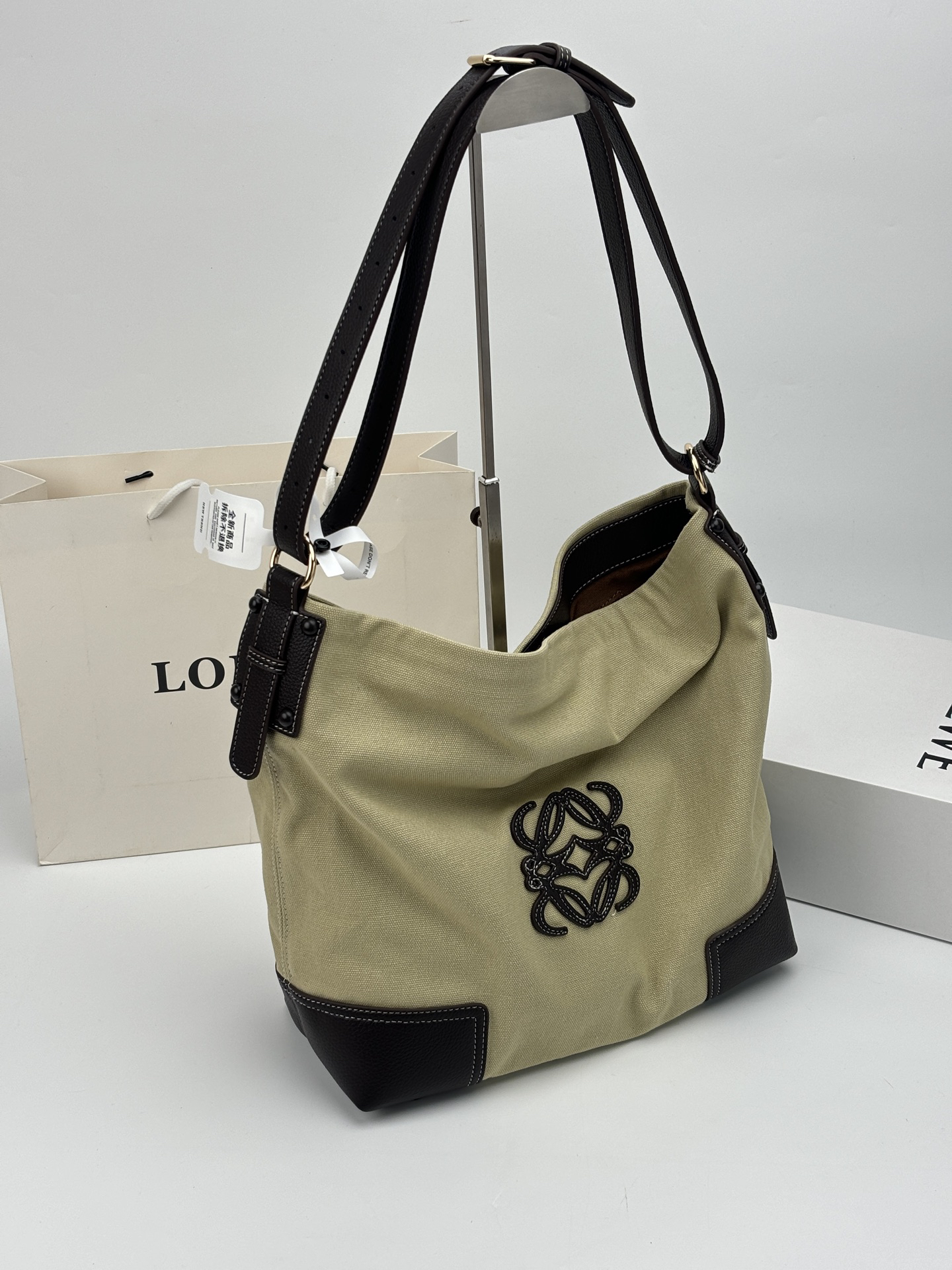 LOEWE Anagram Canvas Hobo Shoulder Bag