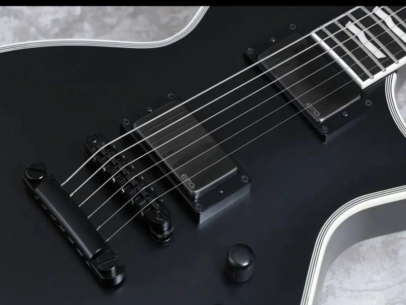 Black Electric Guitar with Active EMG Pickups, Mahoganyny Body Rosewood Fingerboard