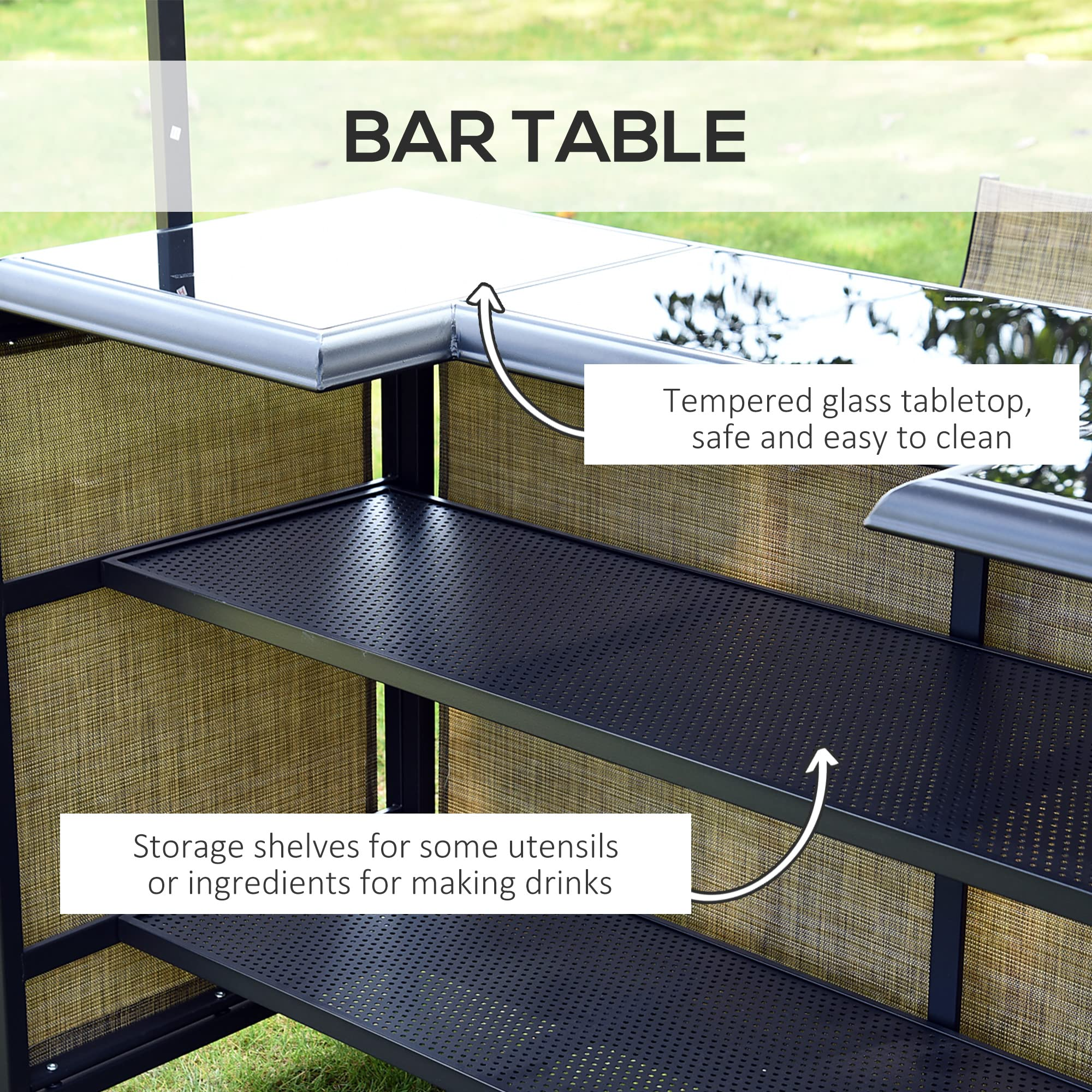 3 Pcs Bar Set for 2 with Canopy