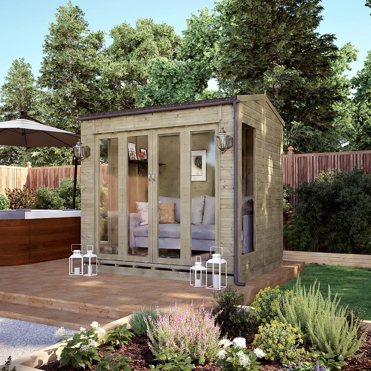 Wooden Summerhouse Garden Shed Wide Bi-fold Double French Doors