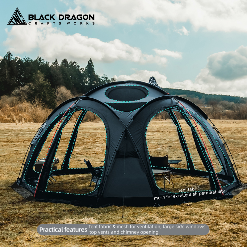 BLACK DRAGON S480 Cotton Canvas Tent Spherical Dome, Large Space, Windproof and Rainproof