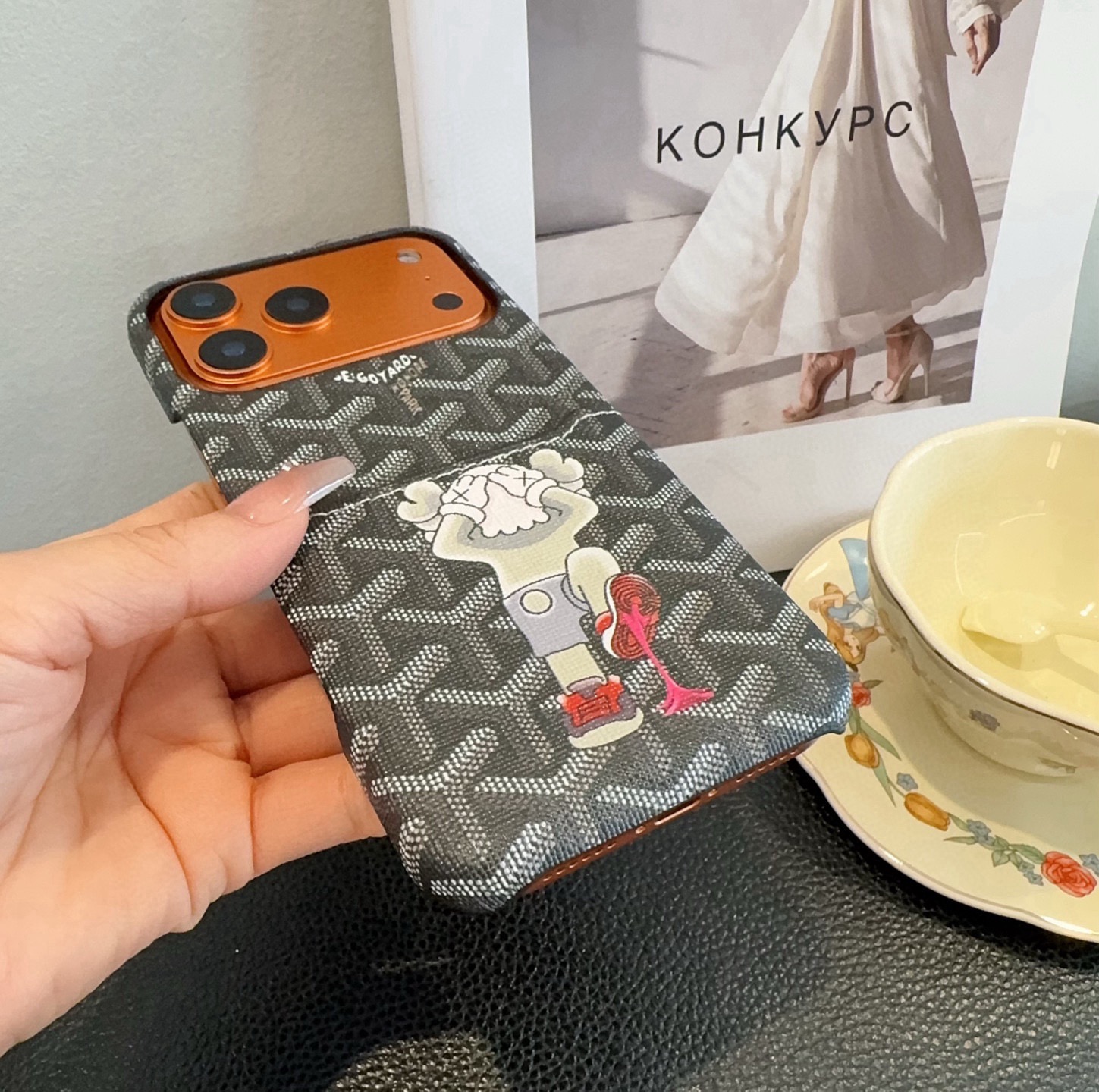 Goyard X KAWS Skeleton Collage Monogram Card Holder Luxury Phone Case