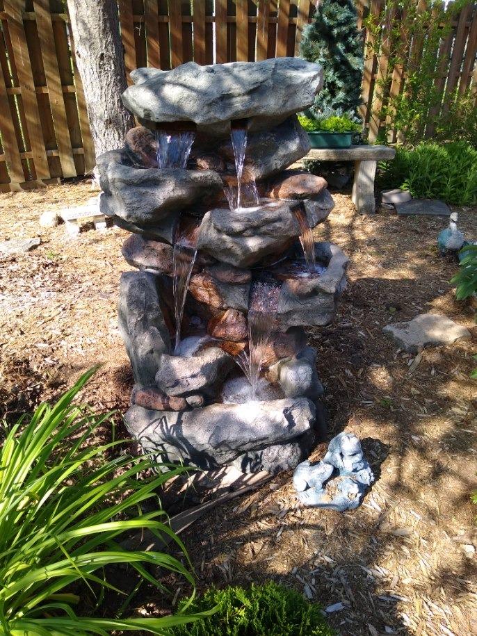 Rainforest Rock Tiered LED Lights Floor Fountain