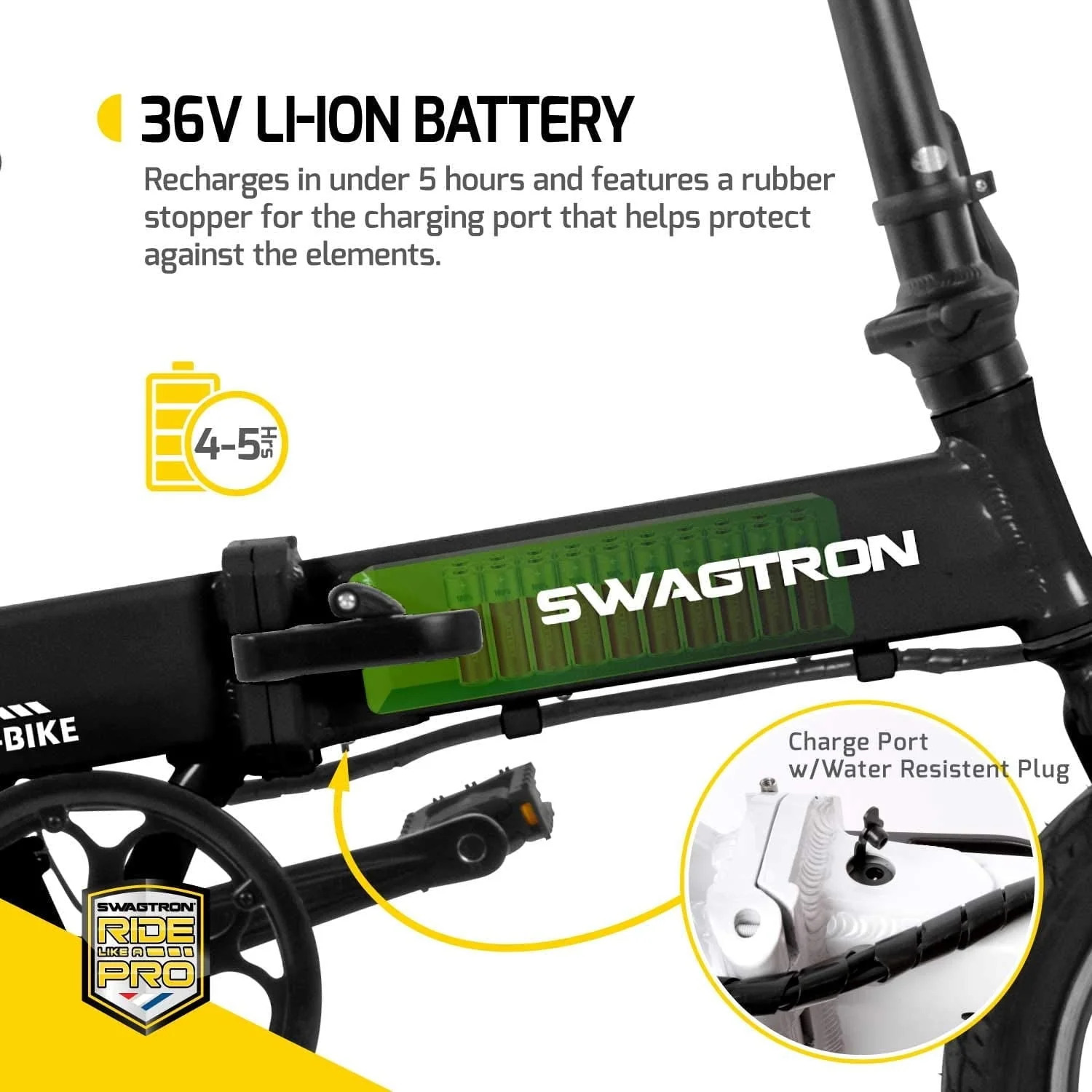 Swagtron EB-5 Folding Electric Bike, Recertified