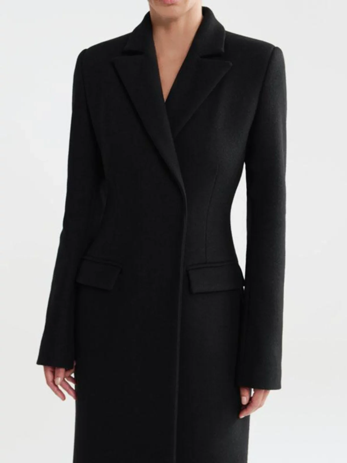Silm waist long suit collar longwoolenoutwear