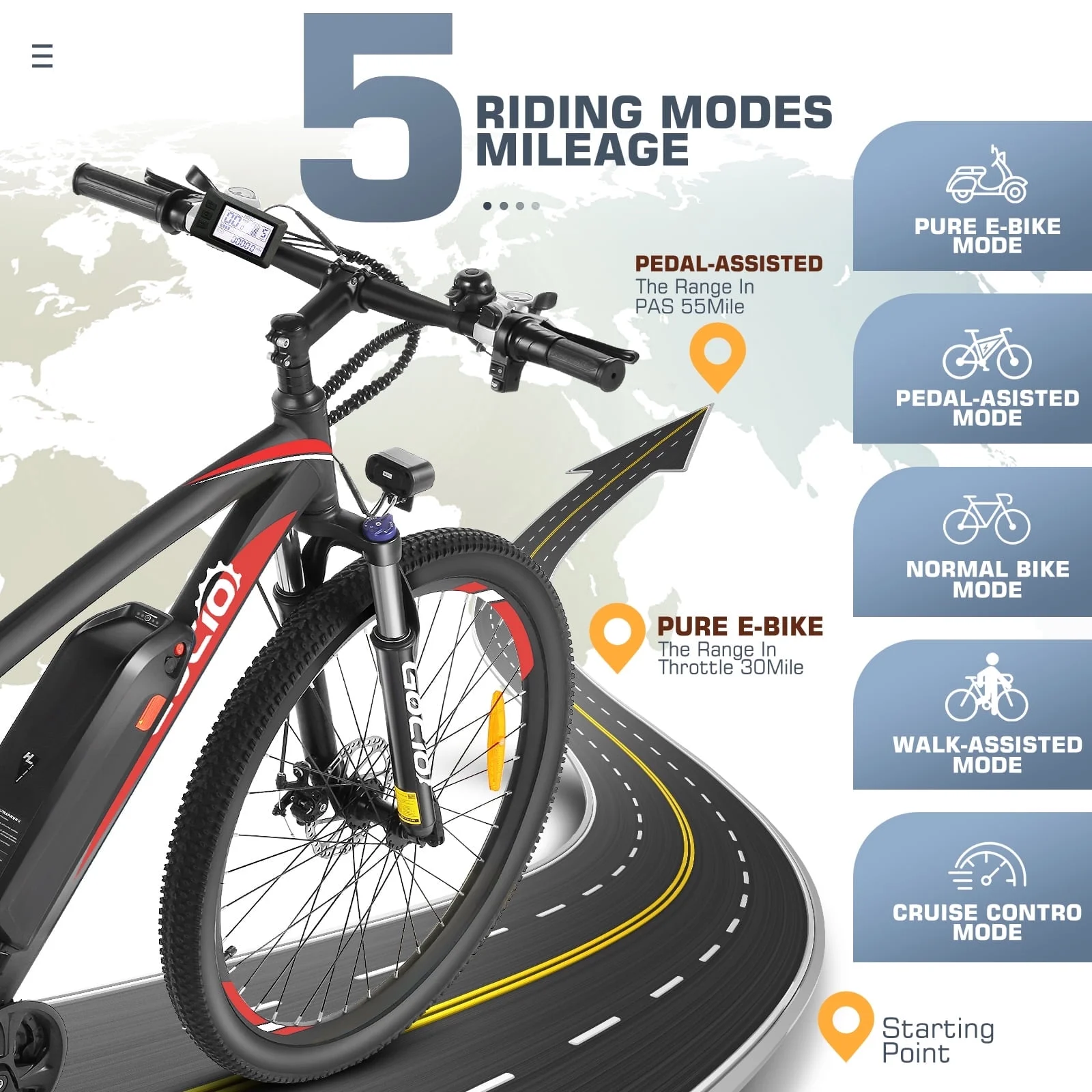 Gocio 27.5in Electric Mountain Bike, 750W Peak, 48V 10.4Ah