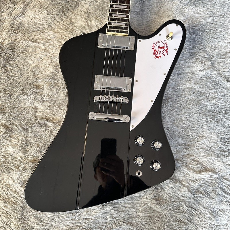 Firebird Black Electric Guitar white pickguard Mahogany Body High quality
