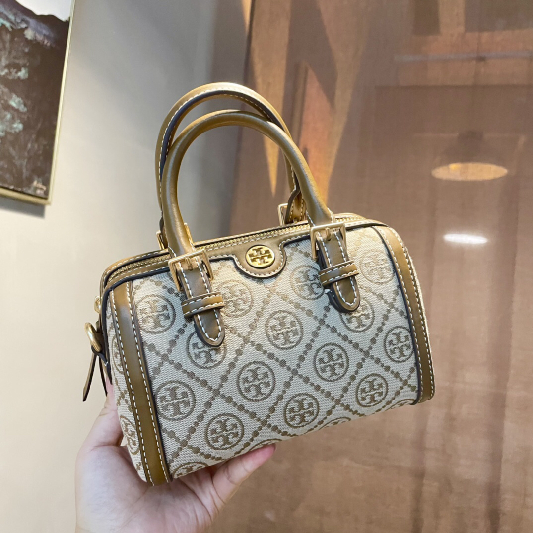 Tory Burch Monogram Barrel Boston Bag