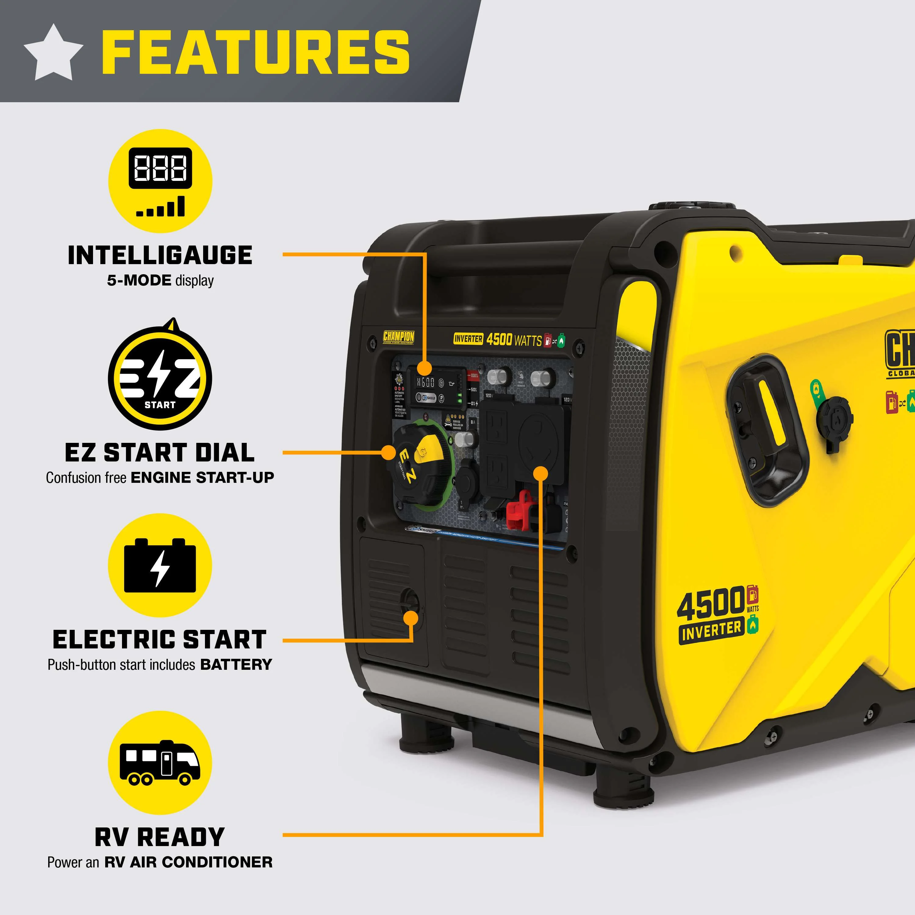 Champion 4500-Watt Electric Start Dual Fuel RV Ready Inverter