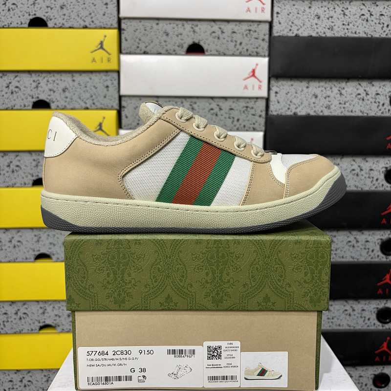 Gucci Screener White Canvas Green Web