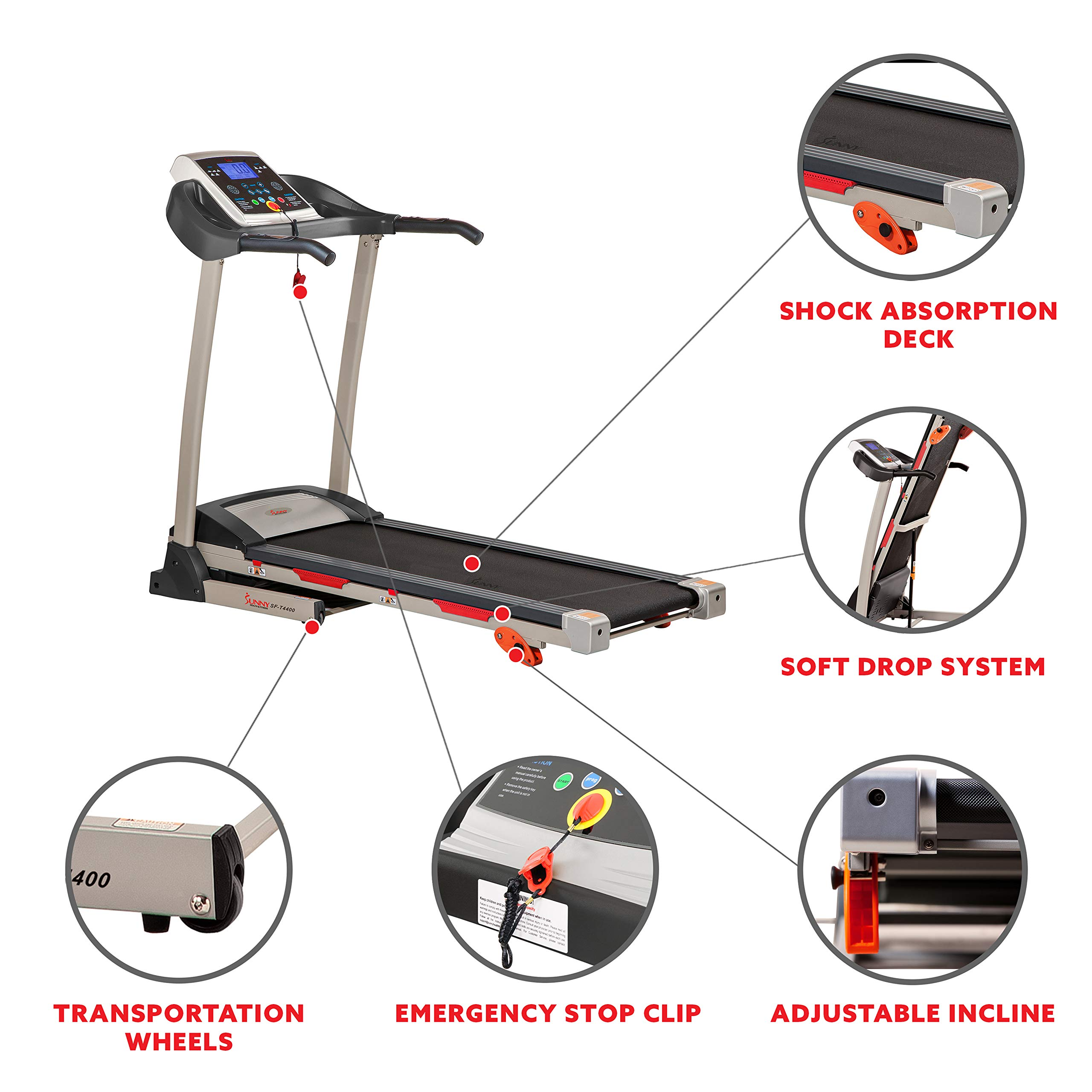 Folding Incline Treadmill with Optional Exclusive SunnyFit App