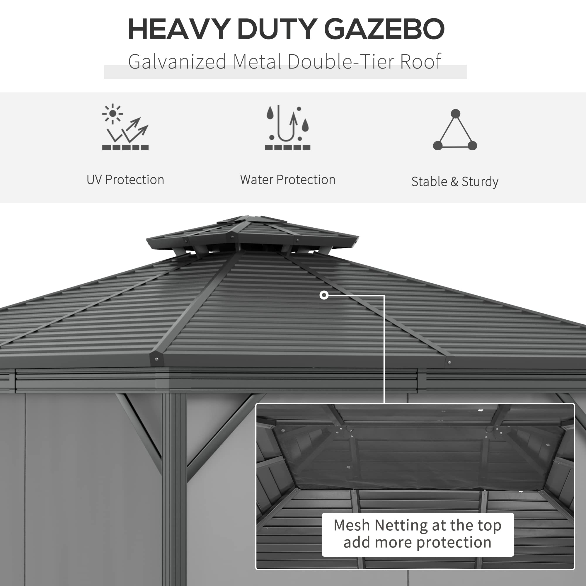 10x10 Hardtop Gazebo with Aluminum Frame