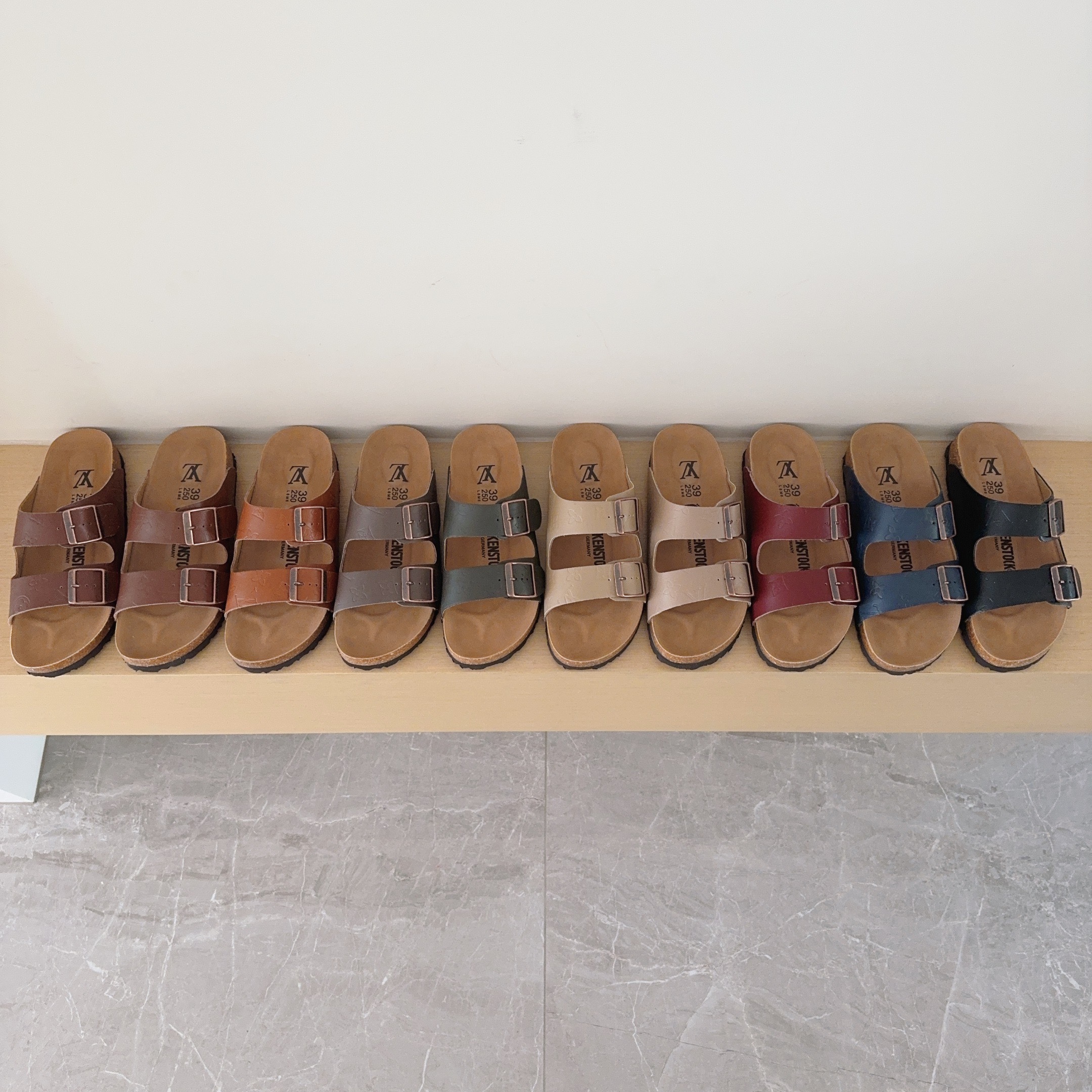 3 D Logo Birken-Style Two-Strap Sandals