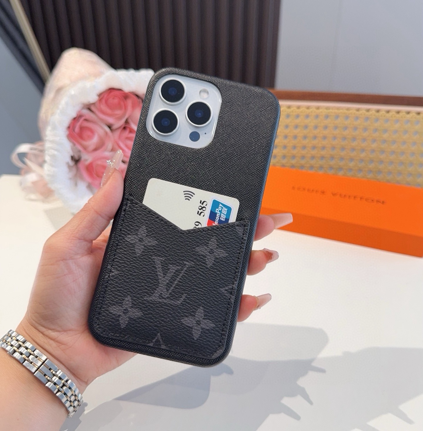 LV Classic Monogram Card Slot Phone Case