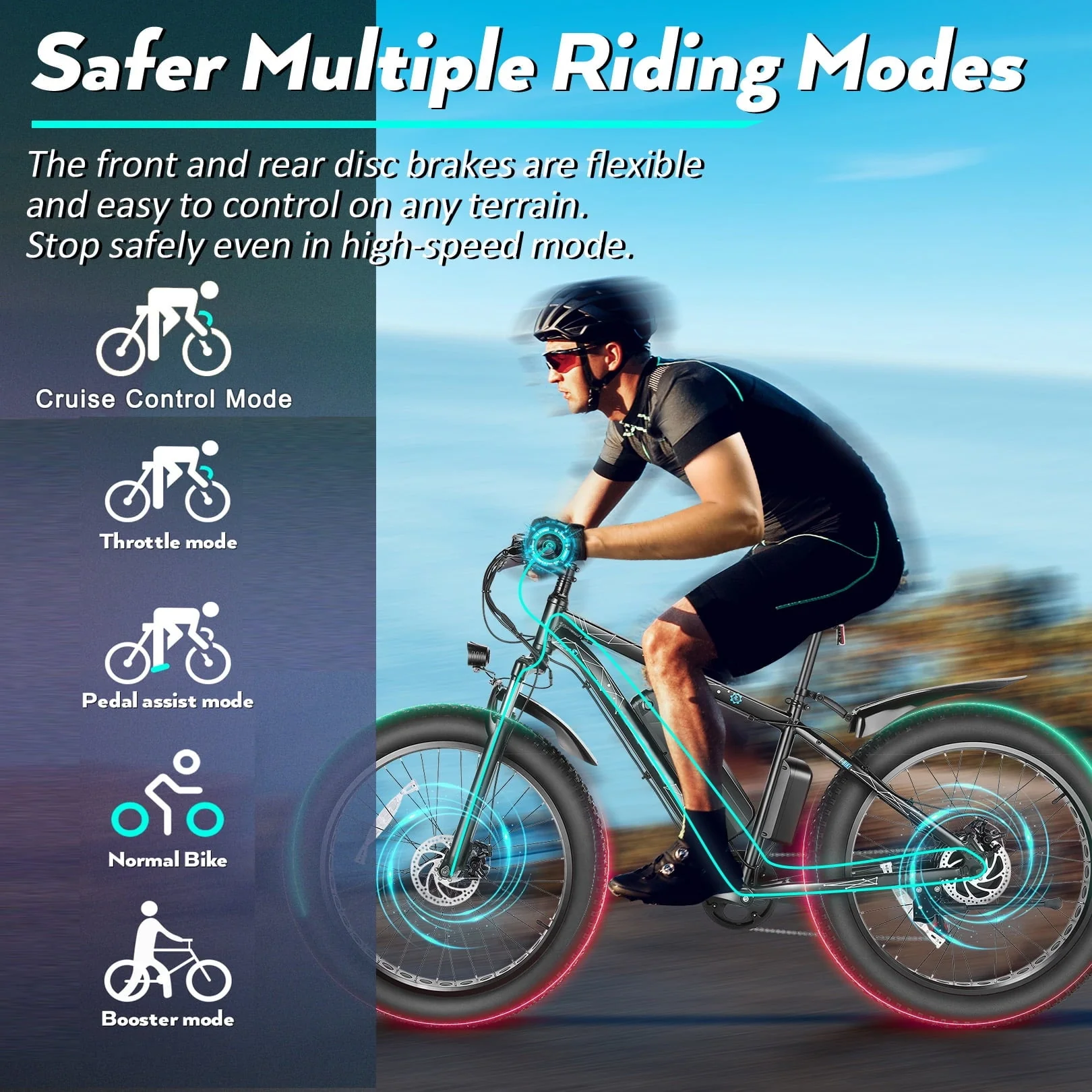 Gocio 26in Fat Tire Electric Mountain Bike, 500W, 48V 13Ah