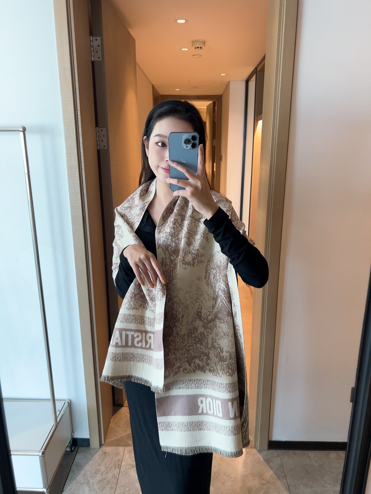 Dior Oblique Cashmere Shawl Grey and Green product images