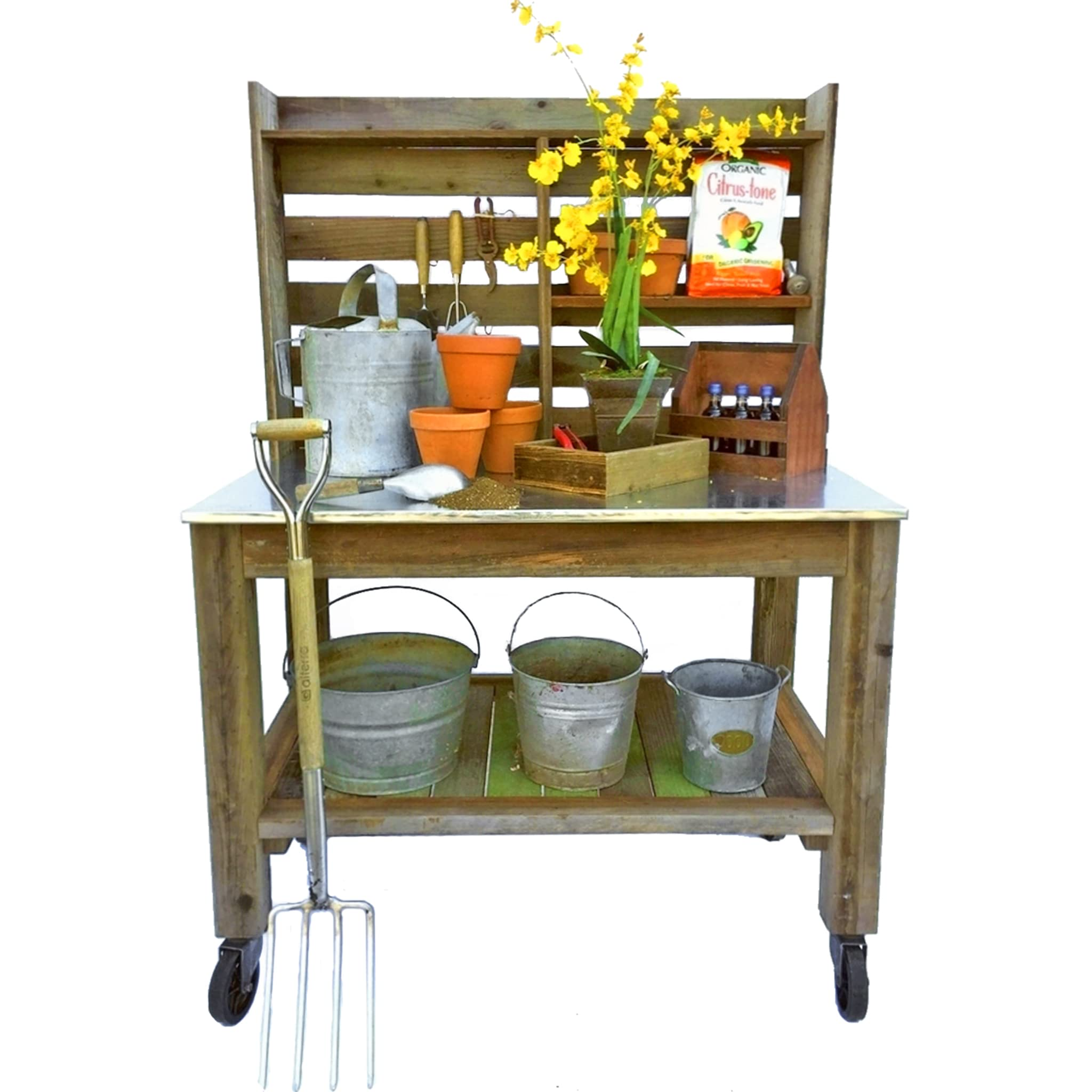 Potting Bench with Hardware Hooks & Towel Bar - Buffet Table