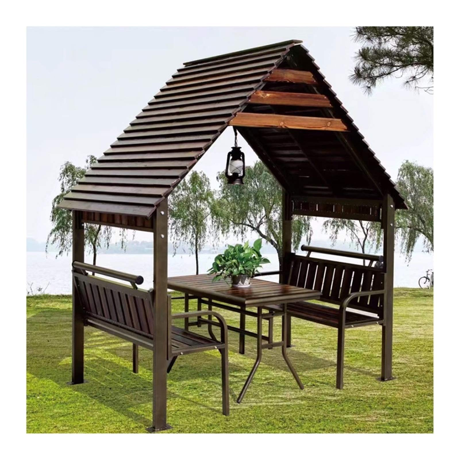 Wood Patio Garden Pavilion Rain Proof Removable House