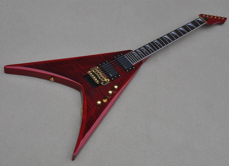 6 Strings Electric Guitars High Quality Golden Tremolo Bridge,Red Body