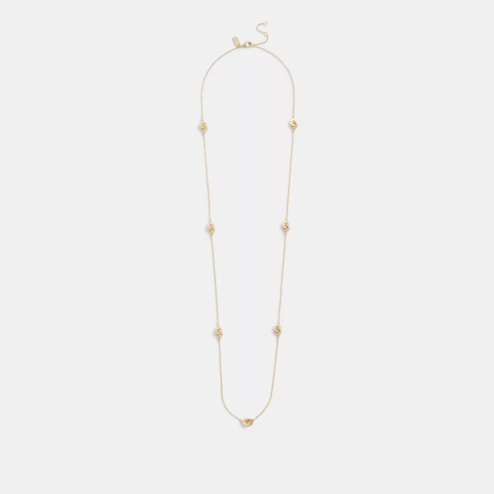 COAthtCH Interlocking Open Circle Pearl Long Station Necklace