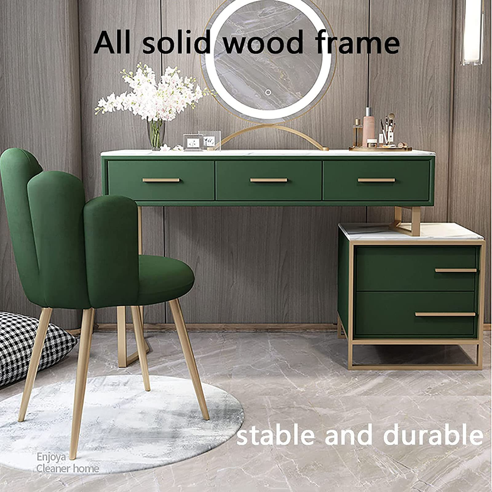 Makeup Table with Marble Textured