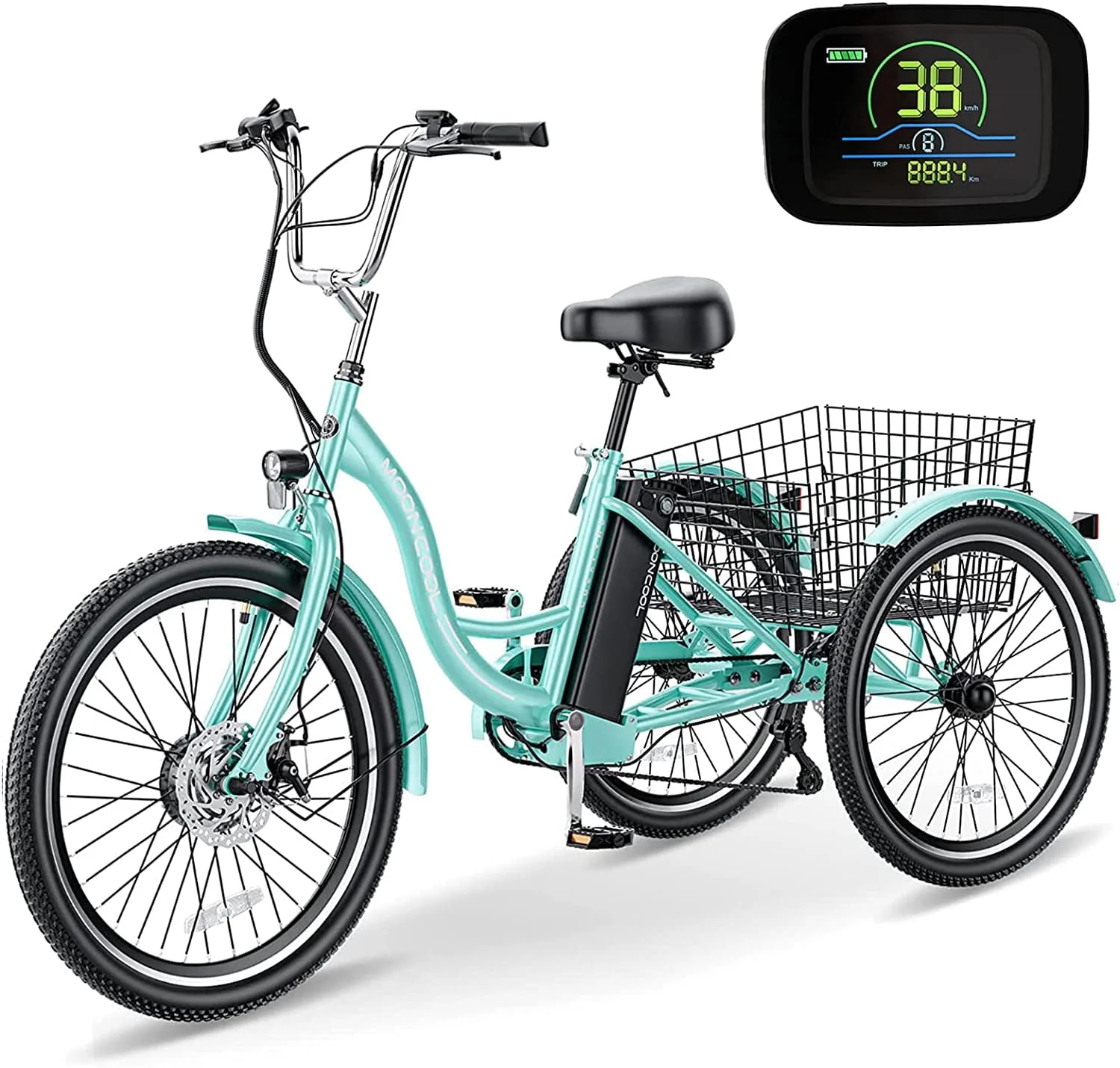 MOONCOOL 24in 3-Wheel Electric Tricycle, 350W, 36V