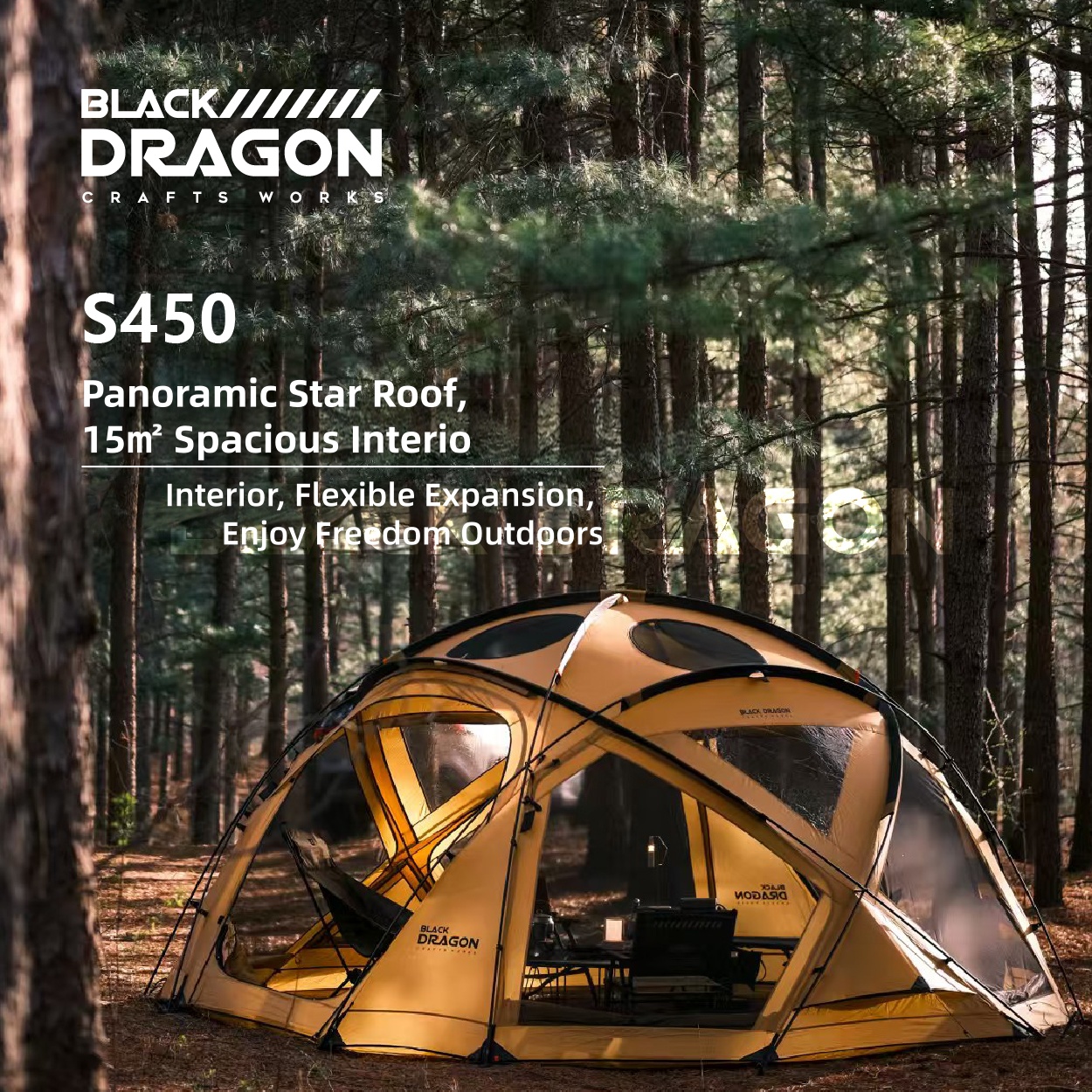 BLACK DRAGON S450 Standard Edition Tent Spherical Dome, Large Space, Windproof and Rainproof