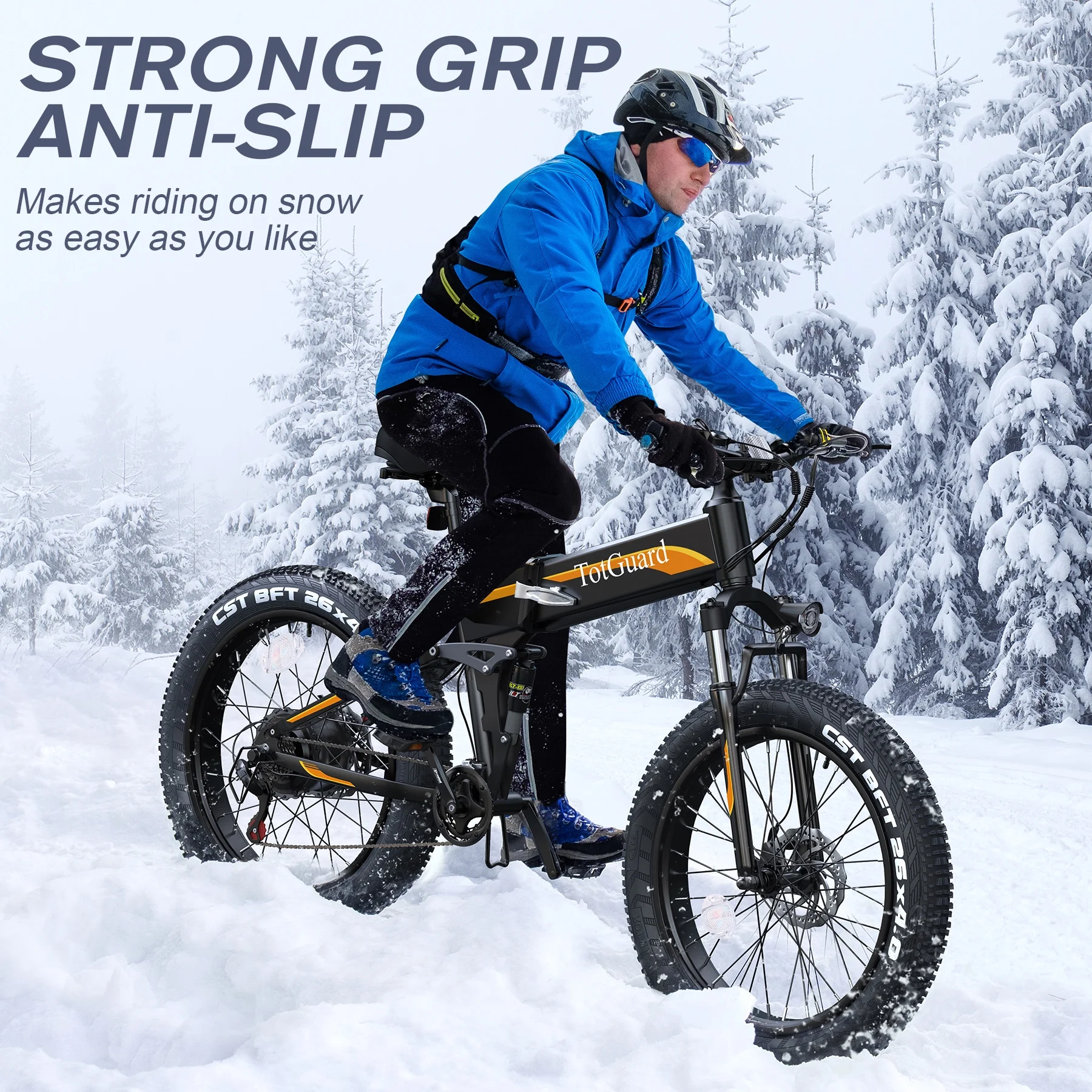 TotGuard 26in Folding Fat Tire Electric Bike, 500W, 48V 10Ah