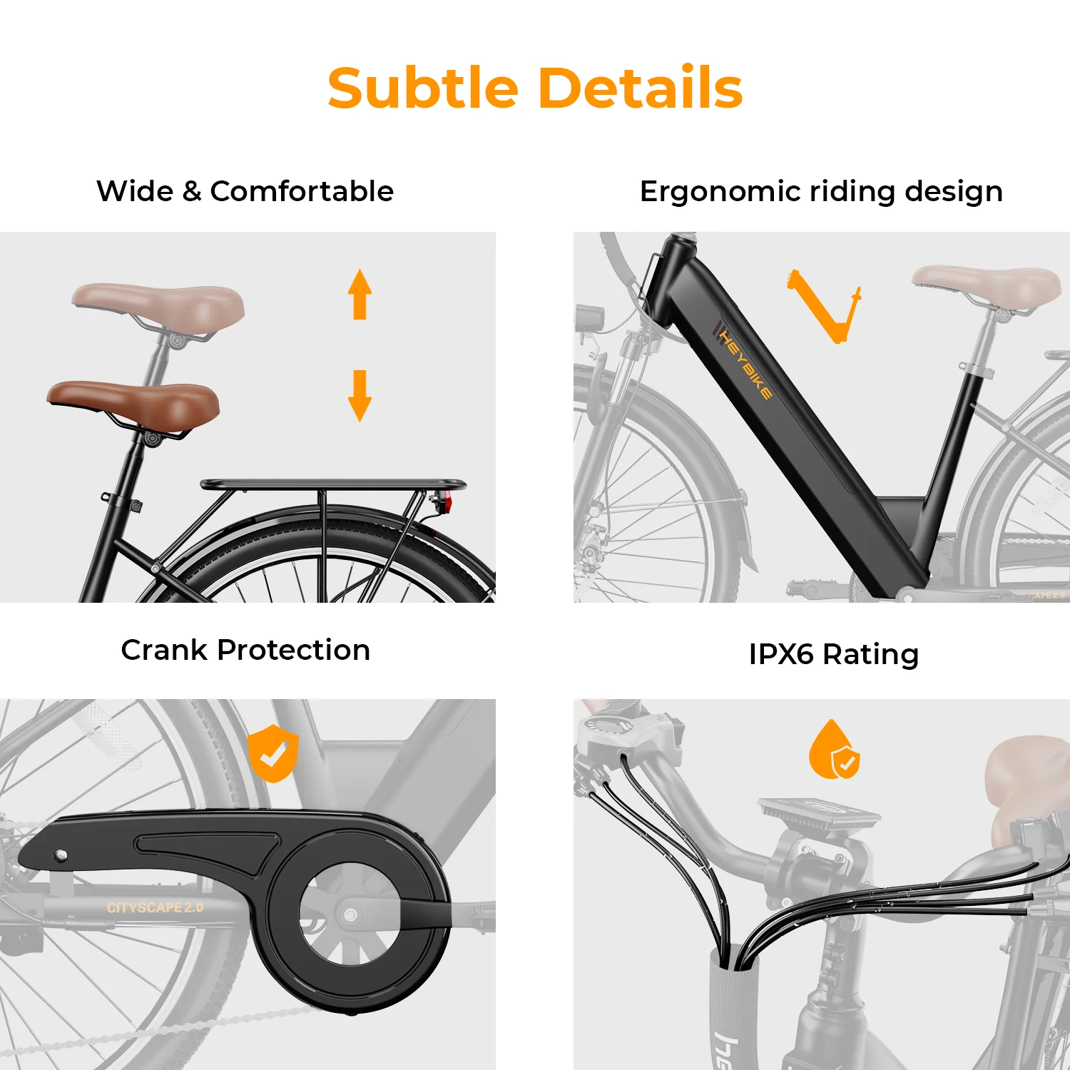 Heybike Cityscape 2.0 26in Electric Bike, 500W, 36V 13Ah