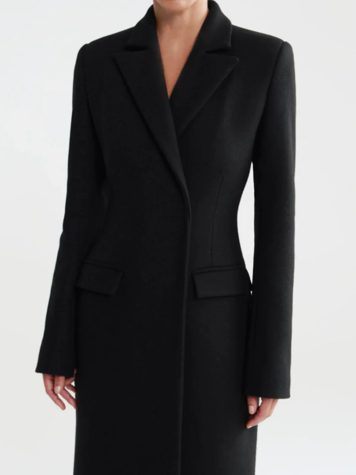 Silm waist long suit collar longwoolenoutwear