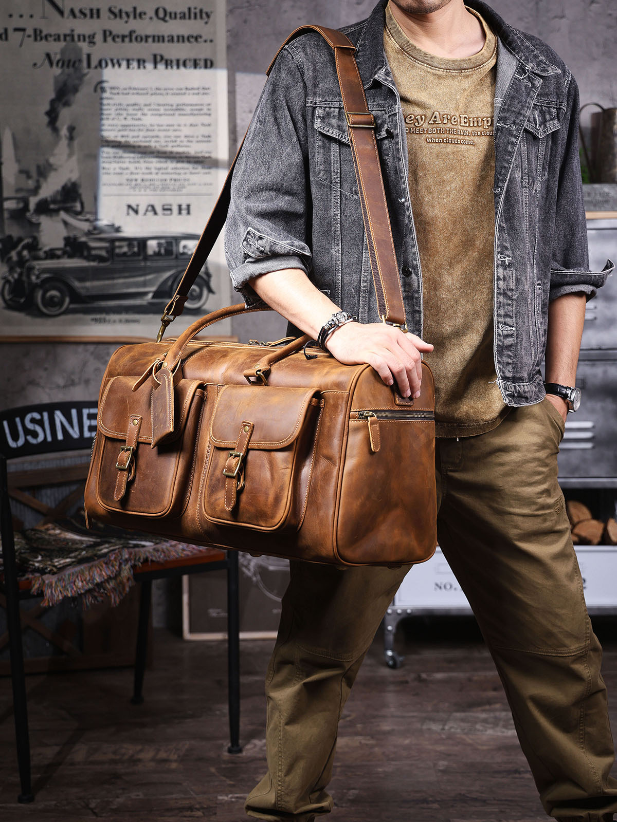 Vintage Full-Grain Leather Duffle Bag - Timeless Adventure for the Modern Explorer
