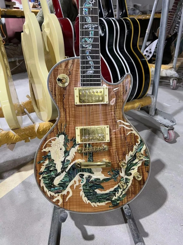 Custom Electric Guitar Dragon Inlay Mahogany Body Rosewood Fretboard 6 strings