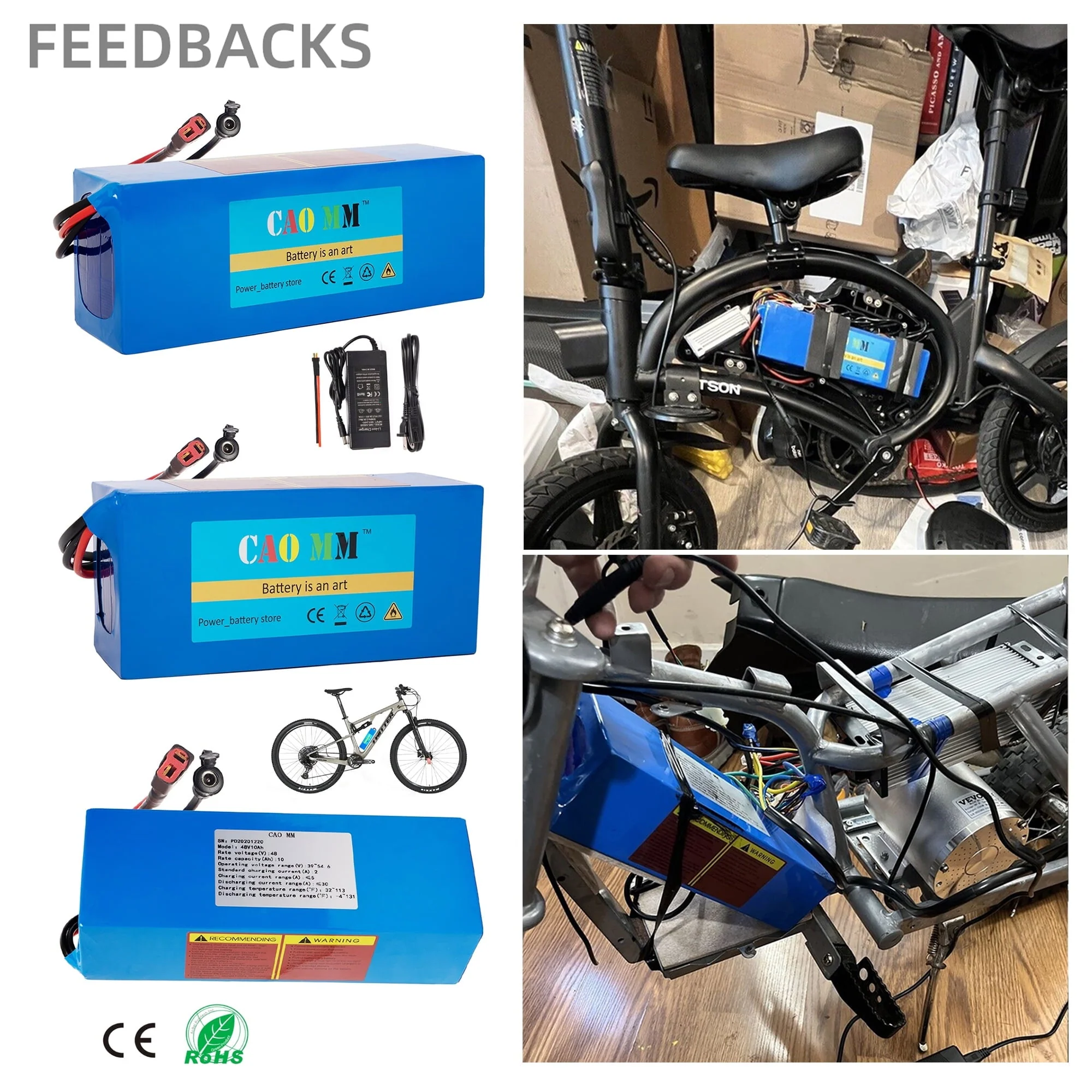 48V 8Ah Lithium E-Bike Battery with Charger, 30A BMS