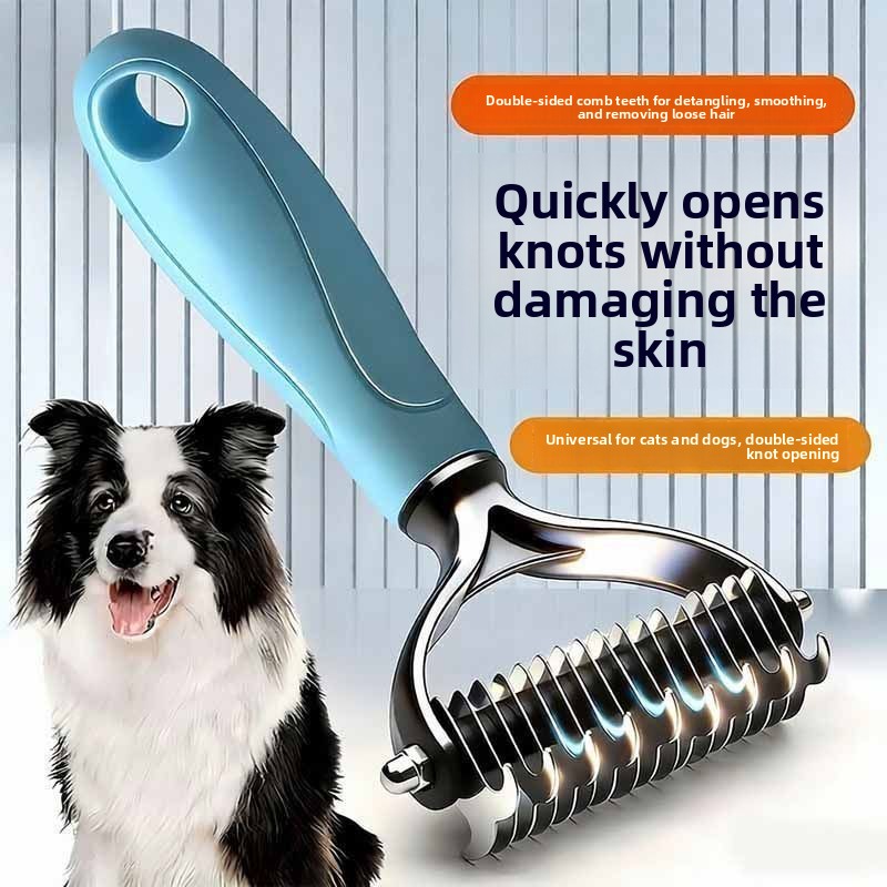 Dog grooming brush for detangling and smoothing fur, pet-specific comb for golden retrievers, teddy bears, and large dogs, excellent for removing loose hair