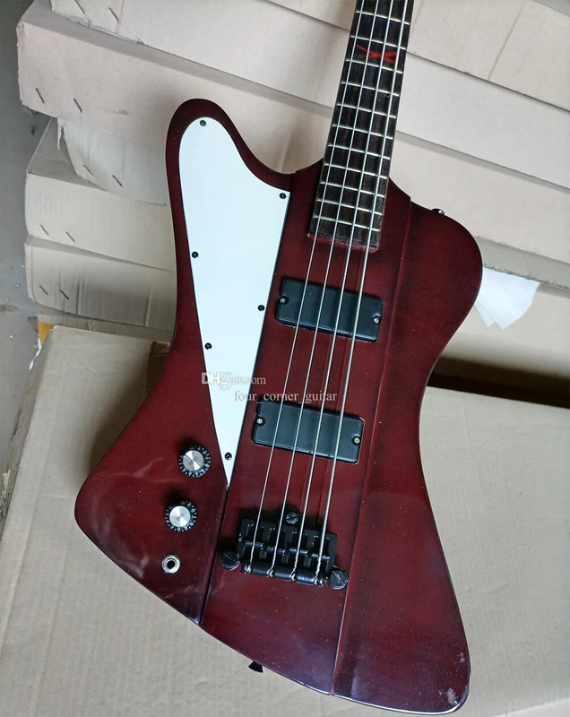 Left Hand 4 Strings Electric Bass Guitar with White Pickguard Rosewood Fretboard