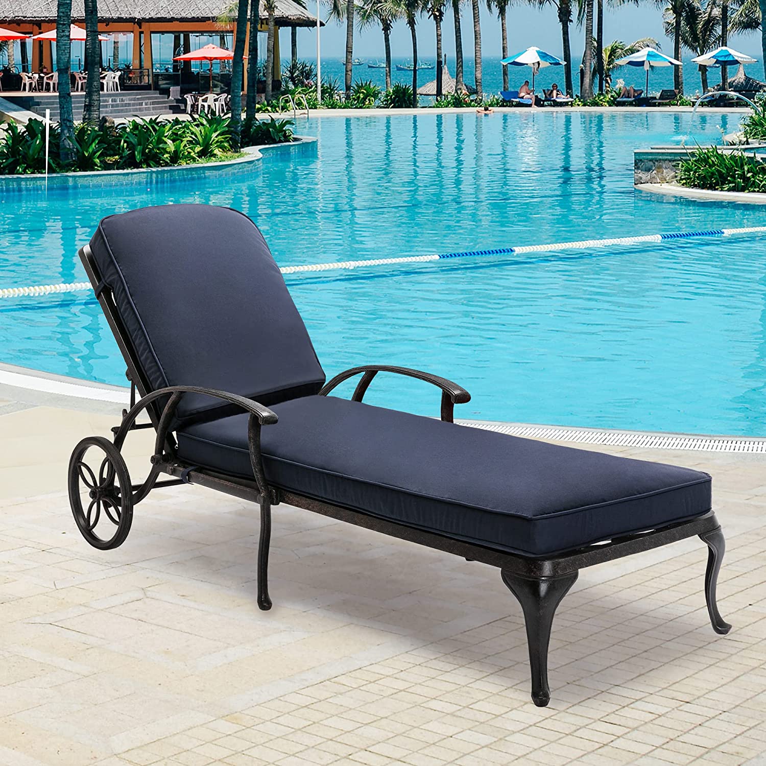 Chaise Lounge Chair with Cushions