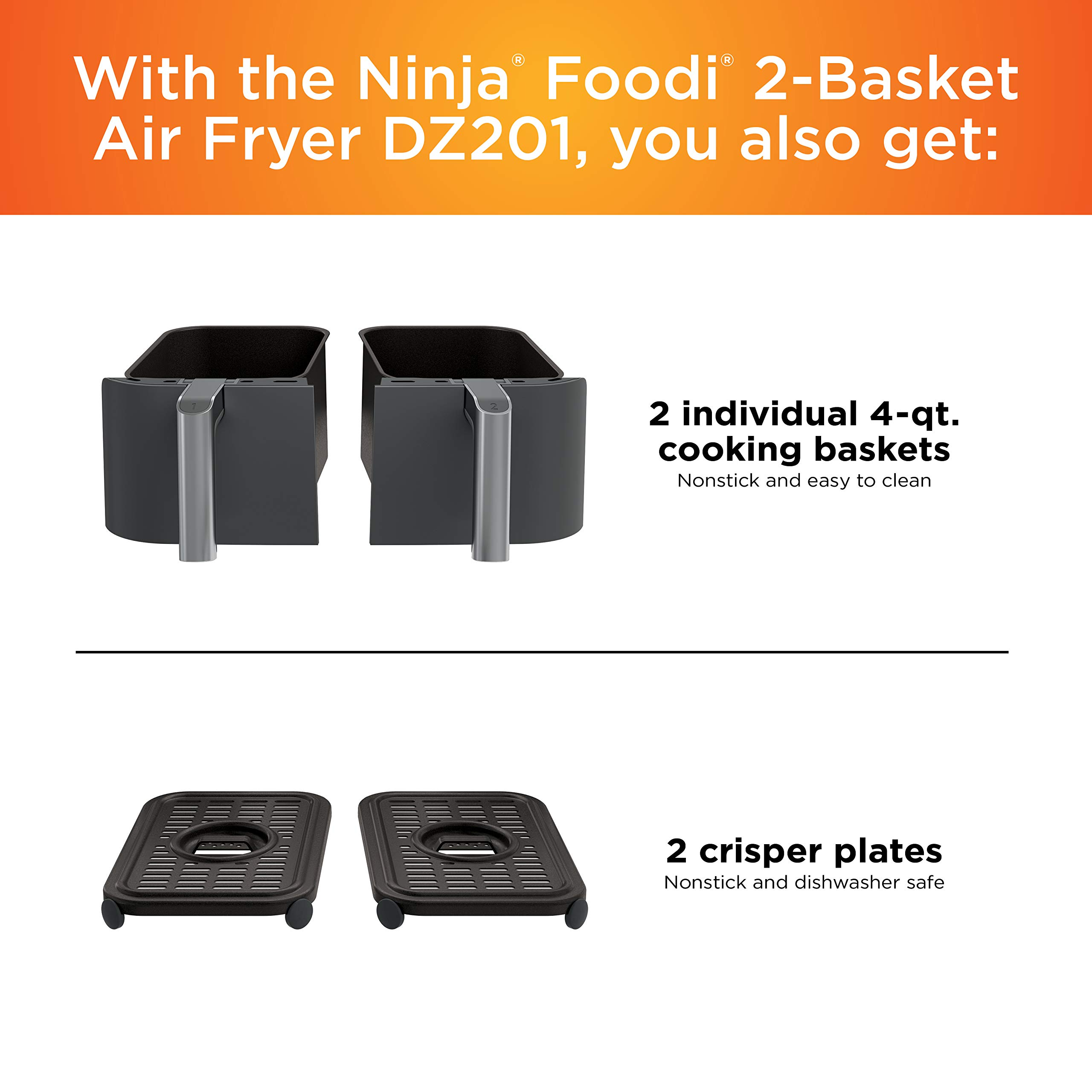 8 Quart 6-in-1 DualZone 2-Basket Air Fryer with 2 Independent