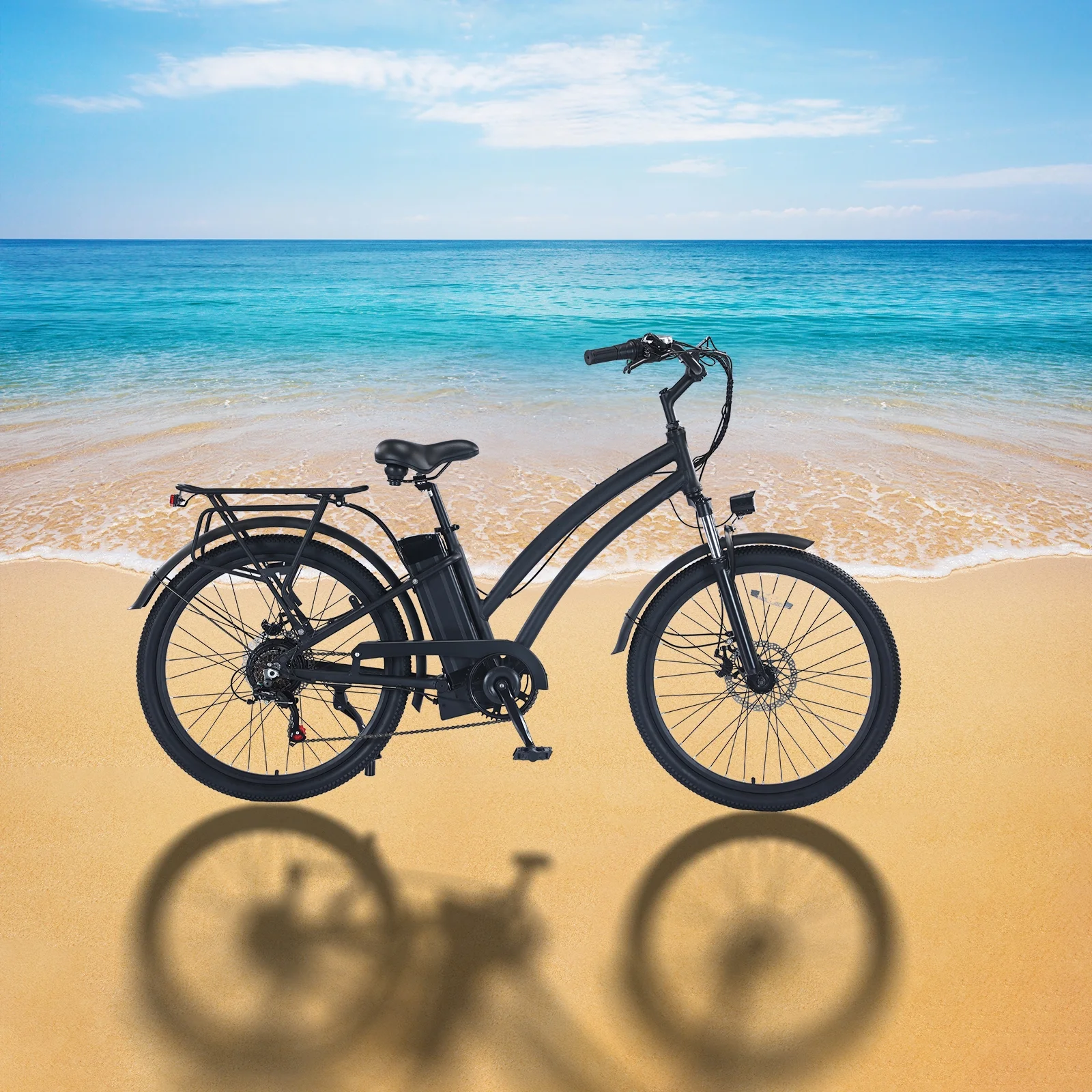26in Fat Tire Electric Bike, 750W Peak, 48V 13Ah