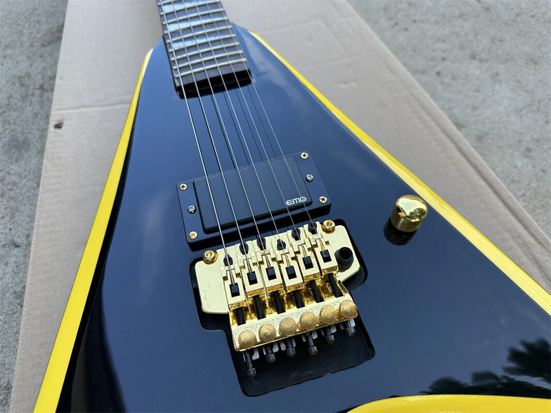 Hot Sale V Shape 6 Strings Electric Guitar Rosewood Fretboard Gold Hardwares