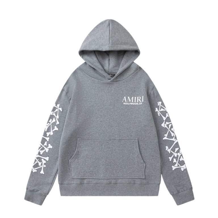 Amiri Bones Stacked Grey Hoodie + Purple Jeans baby blue 002