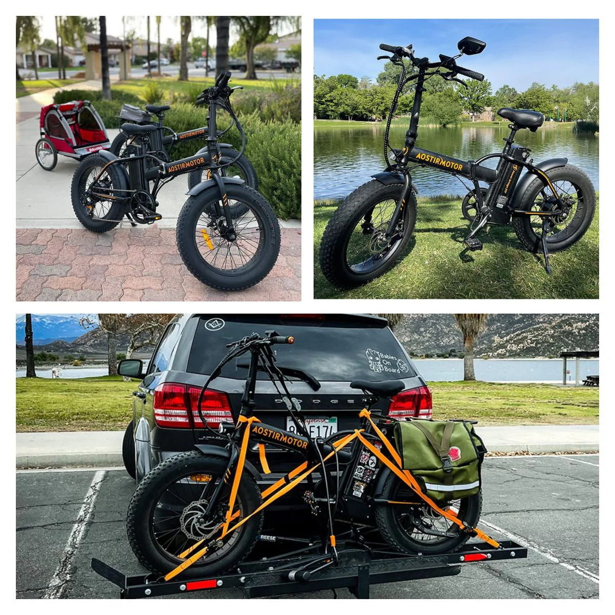 Aostirmotor 20in Folding Fat Tire Electric Bike, 500W, 36V 13Ah, Black