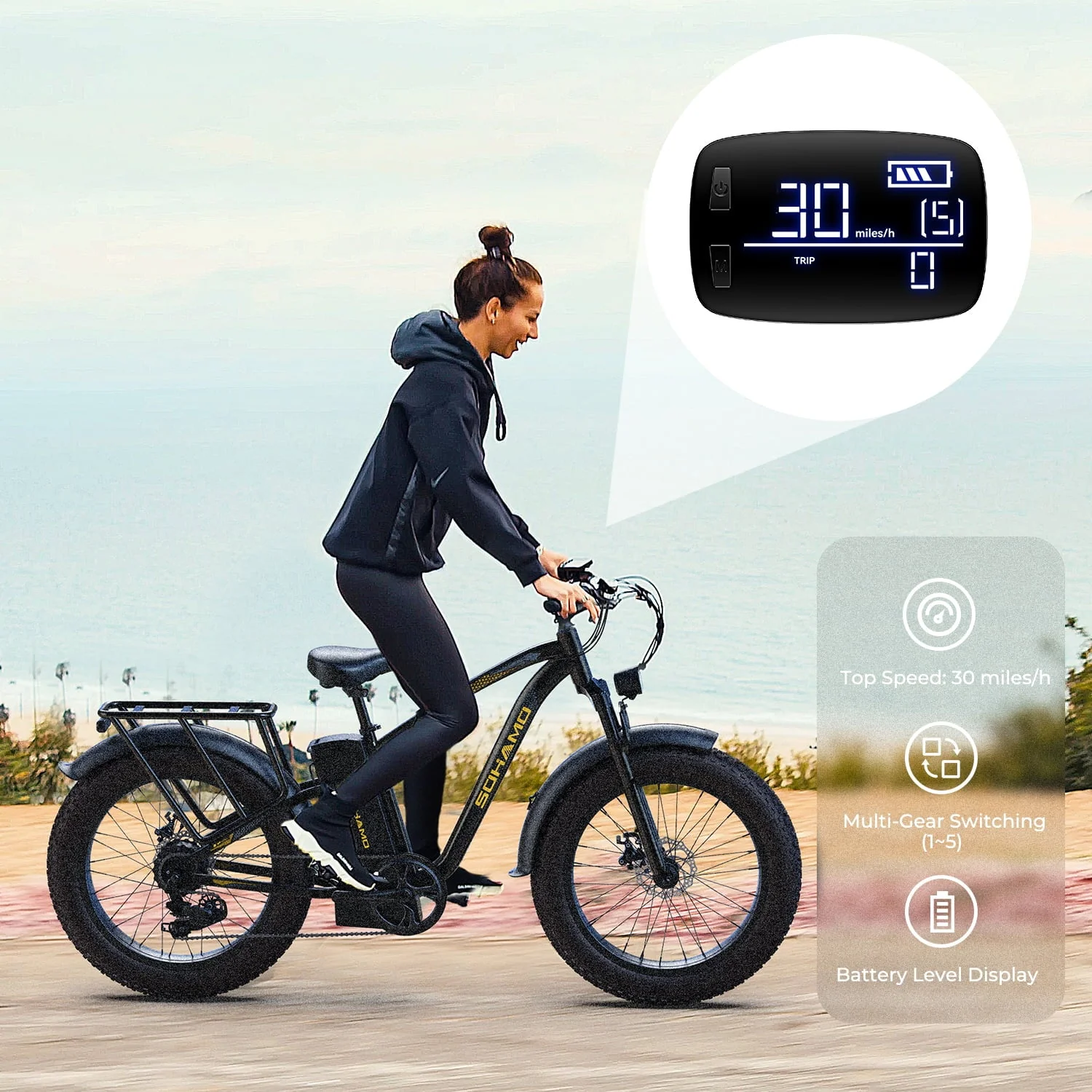 SOHAMO M3 26in Electric Mountain Bike, 750W, 48V 15Ah