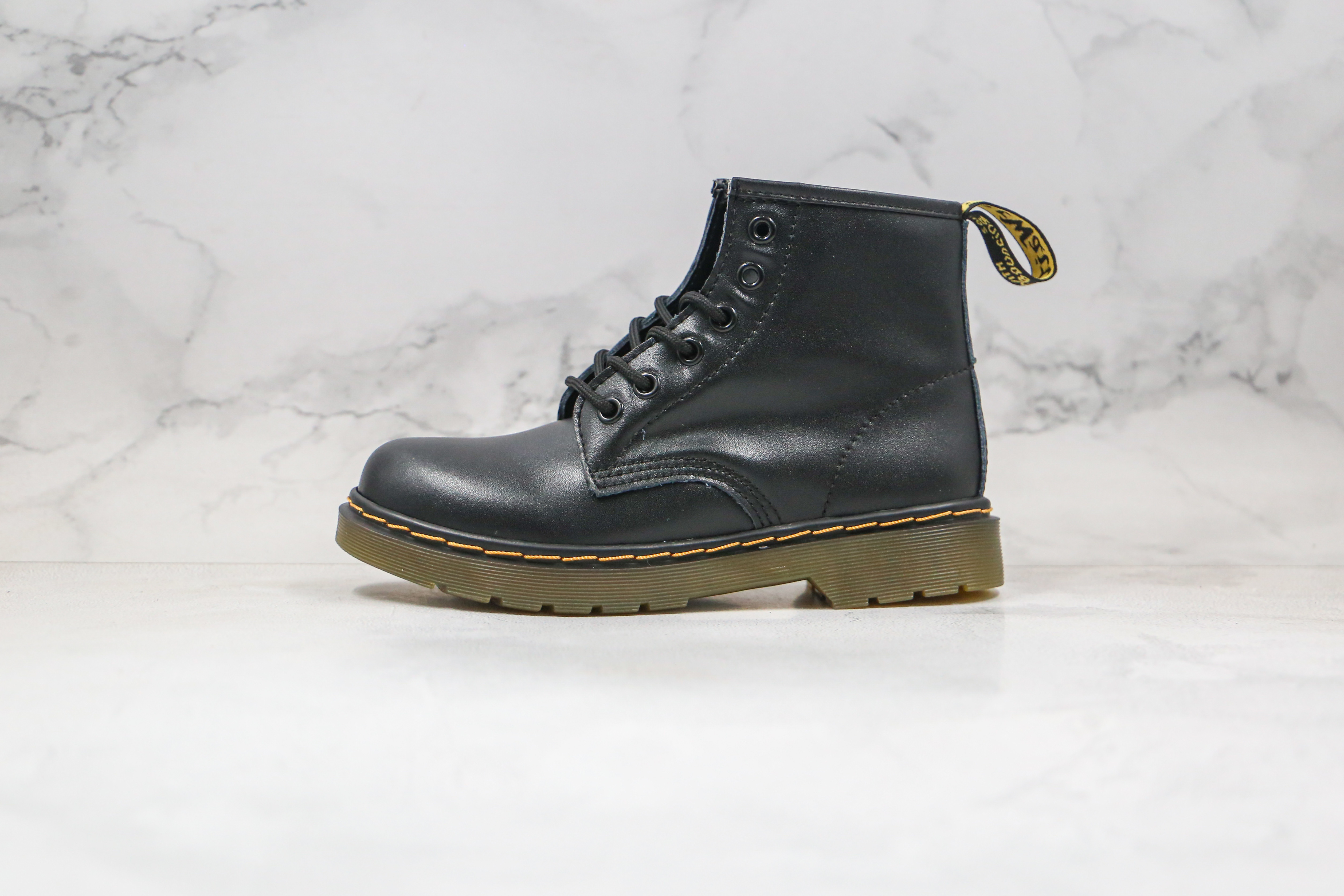 Dr. Martens Black Smooth Leather 6-Eye Boots