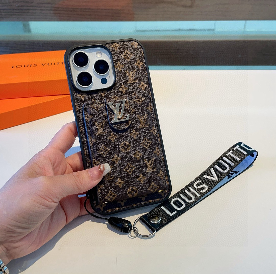 LV Classic Monogram Full Coverage Case - Top & Bottom Card Slots + Lanyard
