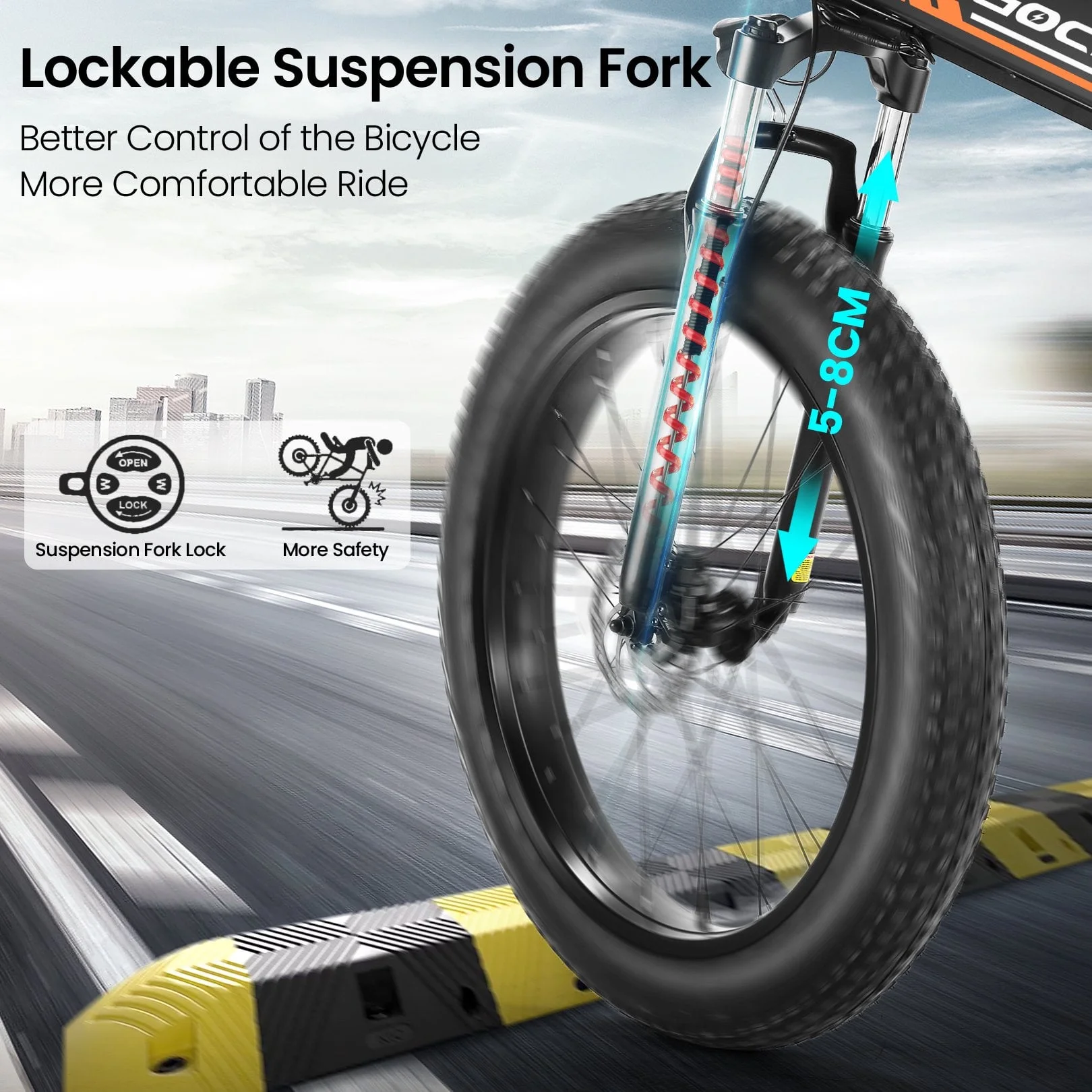 Gocio 26in Folding Fat Tire Electric Bike, 750W Peak, 48V 10.4Ah