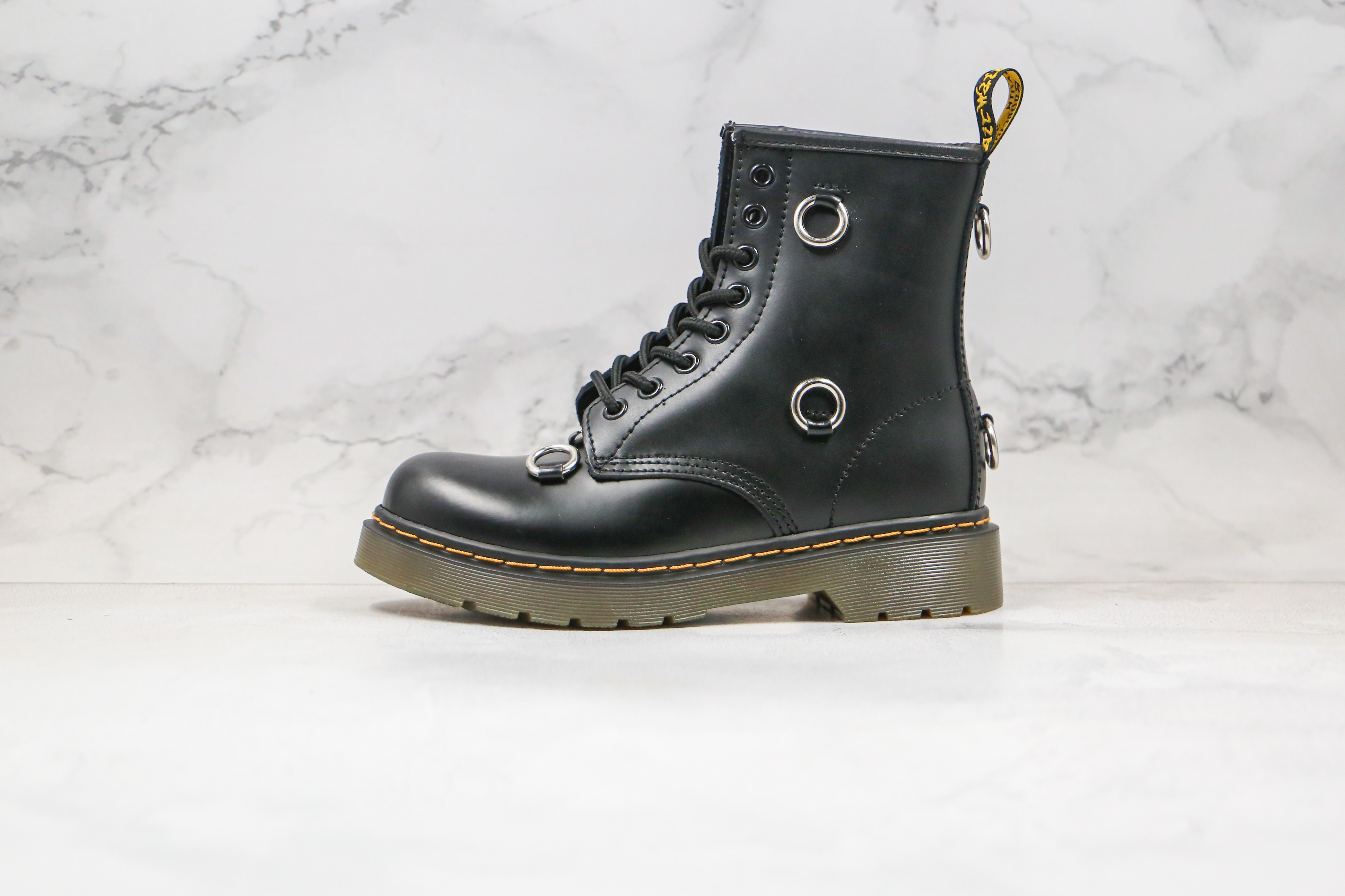 Dr. Martens Black Buckle 8-Eye Boots